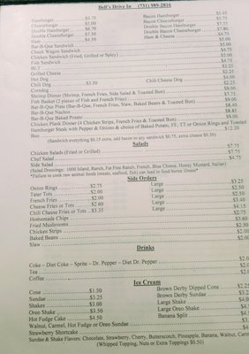 Menu photo 1 Bell's Drive In Henderson, TN