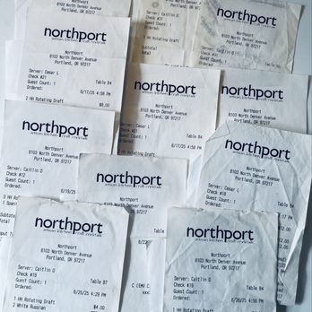 Northport - Several receipts from the money I spent @ NorthPort. - Cocktail Bars Near Me - Portland, Oregon Northport - Several receipts from the money I spent @ NorthPort. - Cocktail Bars Near Me - Portland, Oregon