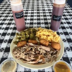Paradise Acres of Grays Creek - Pulled Pork Plate With Green Beans and Mac-N-Cheese