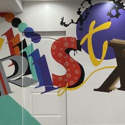 Basta Studios - Custom luxury logo namesake mural for client's entertainment basement space