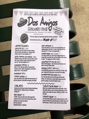 Menu photo 3 Dos Amigos - Mexican Grill Madison, GA