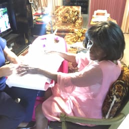 My grandmother getting a much needed mani pedi. THANK YOU Marlen. My grandmother getting a much needed mani pedi. THANK YOU Marlen.