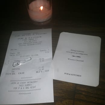 Pub & Kitchen - Receipt w given Churchill saying. - Pubs Near Me - Philadelphia, Pennsylvania Pub & Kitchen - Receipt w given Churchill saying. - Pubs Near Me - Philadelphia, Pennsylvania