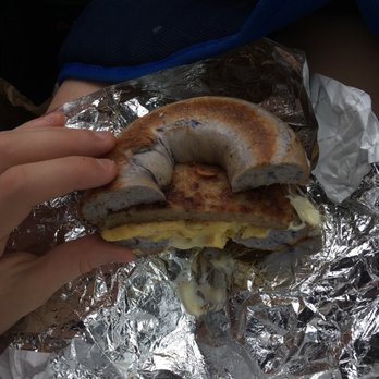 Davidovich Bakery - don't let my blueberry bagel weird you out... This breakfast sandwich is delicious!!! 4.49$ each - Cafes Near Me - Madison, New Jersey