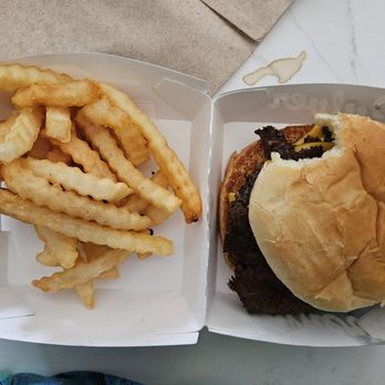 Culver's - Double burger with cheese NO bacon. Did someone take a bite?? - Burgers Near Me - Walker, Michigan