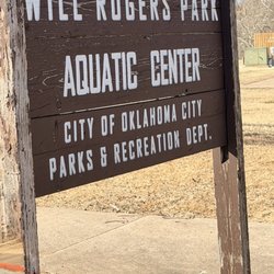 Will Rogers Family Aquatic Center - Entrance sign