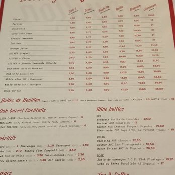 Bouillon Pigalle - Drank menu.. the first row is the price for two cups! 2nd row is for 4 cups. - French Near Me - Paris, 75 Bouillon Pigalle - Drank menu.. the first row is the price for two cups! 2nd row is for 4 cups. - French Near Me - Paris, 75
