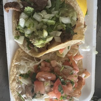 Taco Azul - Fish taco on right carne aaade street taco on the left - Tacos Near Me - El Cajon, California