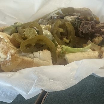Dell Annos Pizzeria - 3. Cheesesteak Sub (with Fries & Drink not pictured) added bacon and other toppings, no mushrooms) - Pizza Near Me - Danville, Virginia