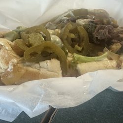 Dell Annos Pizzeria - 3. Cheesesteak Sub (with Fries & Drink not pictured) added bacon and other toppings, no mushrooms)