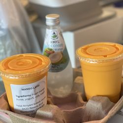 Halal Biriyani Kabob House - Mango Lassi x2 and Coconut Water.