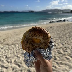 The Beach Buzz - Egg and cheese on an everything bagel