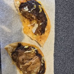 Burnt and dry shredded beef. Burnt and dry shredded beef.