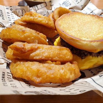 Wayback Burgers - Cheeesy Burger with Onion Rings - Burgers Near Me - Winnipeg, Manitoba Wayback Burgers - Cheeesy Burger with Onion Rings - Burgers Near Me - Winnipeg, Manitoba
