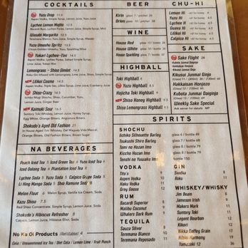 Kaimuki Shokudo - Drink menu - Japanese Near Me - Honolulu, Hawaii