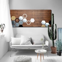 Mod Wood Art - Mod Honeycomb Gold, 48x20