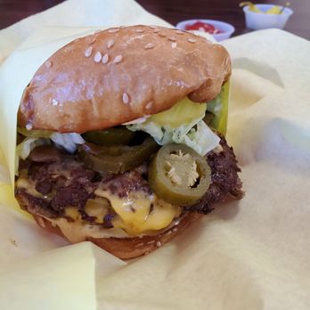 Sky Rocket Burger - Double cheese burger with jalapenos and grilled onions. - Burgers Near Me - Dallas, Texas