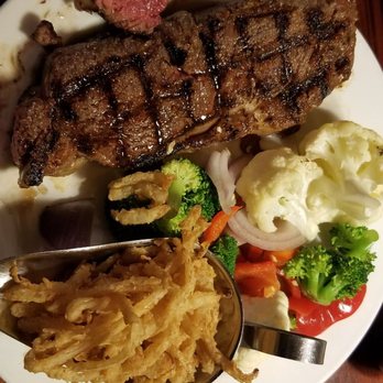 Cattlemens - "Ribeye" with slightly steamed mixed veggies and tumbled onions on the side - Steakhouses Near Me - Selma, California Cattlemens - "Ribeye" with slightly steamed mixed veggies and tumbled onions on the side - Steakhouses Near Me - Selma, California