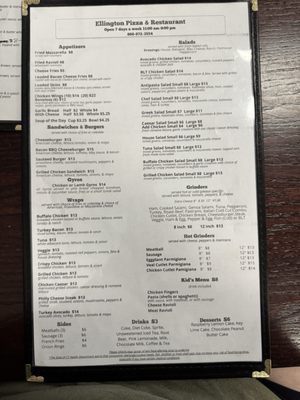 Menu photo 1 Ellington Pizza Restaurant Ellington, CT Menu photo 1 Ellington Pizza Restaurant Ellington, CT