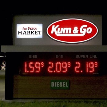 Kum & Go - Price sign at night - Gas Stations Near Me - Waukee, Iowa Kum & Go - Price sign at night - Gas Stations Near Me - Waukee, Iowa