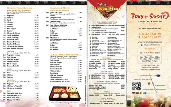 Menu photo 2 Tokyo Sushi Glen Allen, VA Menu photo 2 Tokyo Sushi Glen Allen, VA