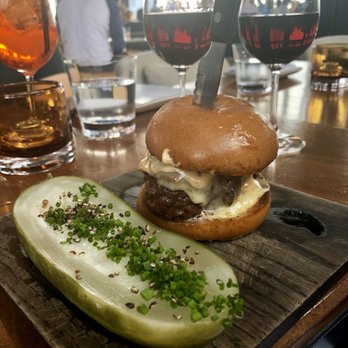 Westlight - Burger with huge pickle - Tapas/Small Plates Near Me - Brooklyn, New York Westlight - Burger with huge pickle - Tapas/Small Plates Near Me - Brooklyn, New York