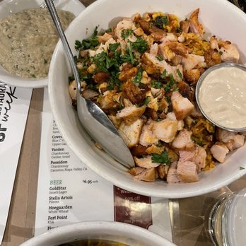 Oren's Hummus - Babaganoush Eggplant and chicken Rice Bowl w/ Chicken - Mediterranean Near Me - San Francisco, California