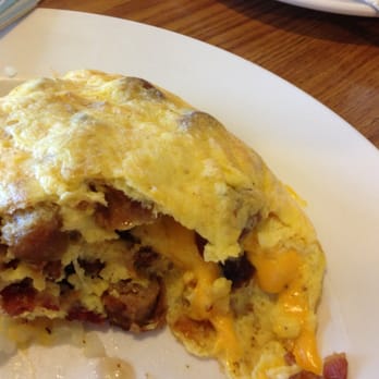 Pancake Café - Bacon and cheese omelette added sausage. Was delicious! - Breakfast & Brunch Near Me - Naperville, Illinois Pancake Café - Bacon and cheese omelette added sausage. Was delicious! - Breakfast & Brunch Near Me - Naperville, Illinois