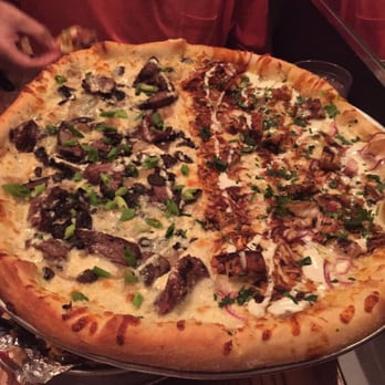 Pies & Pints - Half steak and mushroom and half chicken chipotle. - Pizza Near Me - Charleston, West Virginia Pies & Pints - Half steak and mushroom and half chicken chipotle. - Pizza Near Me - Charleston, West Virginia