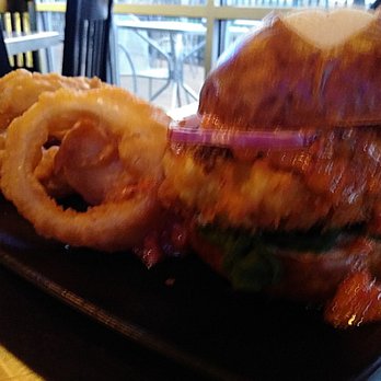 Two Bucks - My attempt at getting a pic of the cauliflower steak burger...it was a beast! Yay! - New American Near Me - Eastlake, Ohio