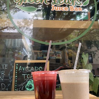 Green Leafs Juice Bar - Red Juice and Almond Coffee Green Smoothie - Juice Bars & Smoothies Near Me - Sunnyside, New York