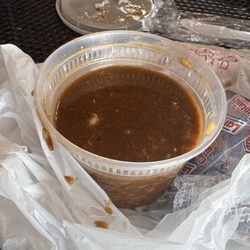 Lil Brent’s Cajun - Seafood gumbo without much seafood, mostly broth - too salty to eat. $11.50 for this is extreme, imo.