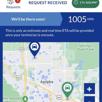 AAA - Current wit time after 10+ hour wait already for a tow. - Travel Agents Near Me - Winter Park, Florida