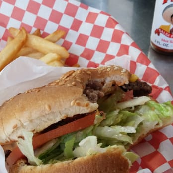 Beeps Fast Food - Charbroiled hamburger with fries combo! Big and delicious! - Fast Food Near Me - Van Nuys, California