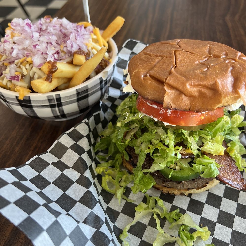 LB’s Pit Stop - Cream Cheese jalapeño Burger + Bacon and Chili Cheese Fries - Burgers Near Me - Fresno, California LB’s Pit Stop - Cream Cheese jalapeño Burger + Bacon and Chili Cheese Fries - Burgers Near Me - Fresno, California
