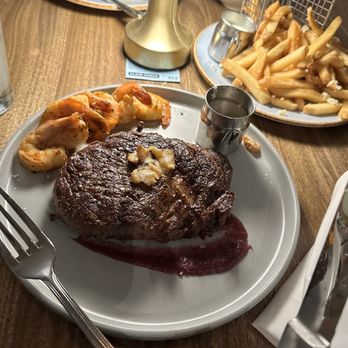 Orange Hill Restaurant & Events - RIBEYE 14oz, Crispy Brussels Sprouts, Four Cheese Mac N Cheese, Garlic Fries - Steakhouses Near Me - Orange, California