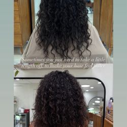 Shine Salon - Curly hair cut results before styling