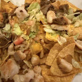 Gallo - Nachos - Hardly any cheese. A leaf of lettuce and a couple of tiny bits of tomato for Salsa.  Chicken & Steak clearly not seasoned. - Latin American Near Me - Patchogue, New York