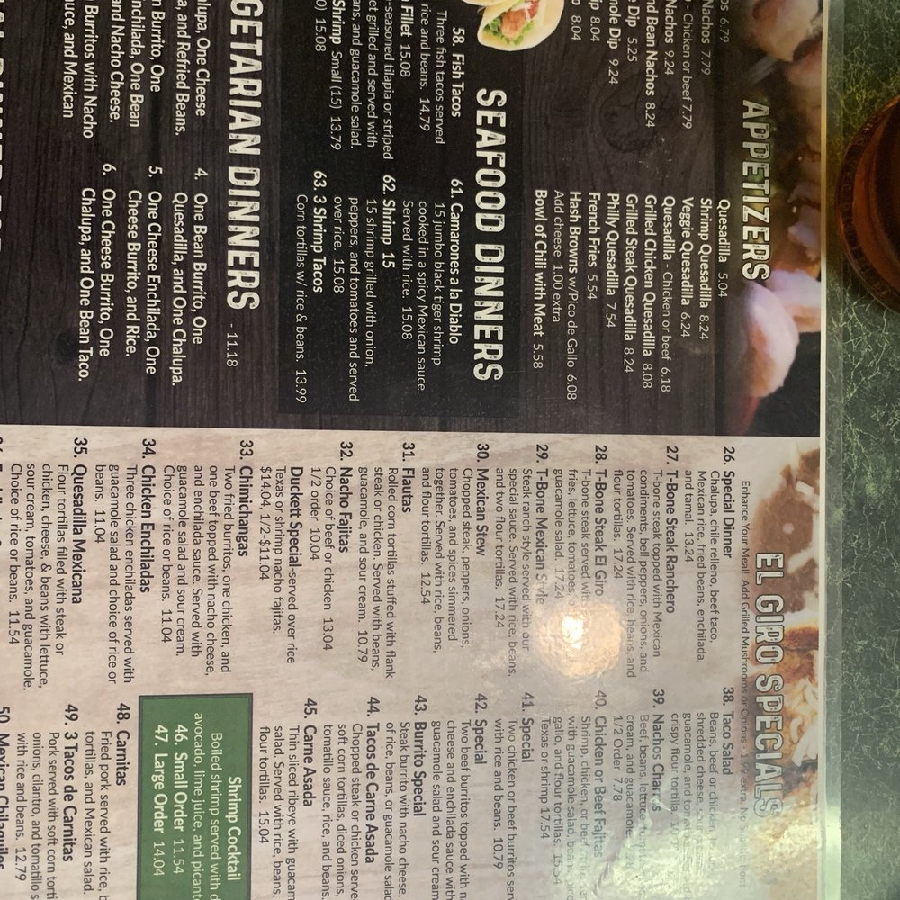 El Giro Mexican Restaurant - Menu - Mexican Near Me - Monticello, Georgia