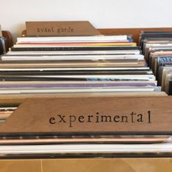 Stranded Records - San Francisco - Fun wooden dividers for music genres