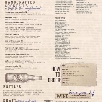 The Blind Bear - Cocktail/Bar Menu - Wine Bars Near Me - Youngstown, Ohio
