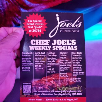 Ahern Live - a hand holding a menu for joe's chophouse - Karaoke Near Me - Las Vegas, Nevada Ahern Live - a hand holding a menu for joe's chophouse - Karaoke Near Me - Las Vegas, Nevada