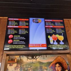 Menu with prices