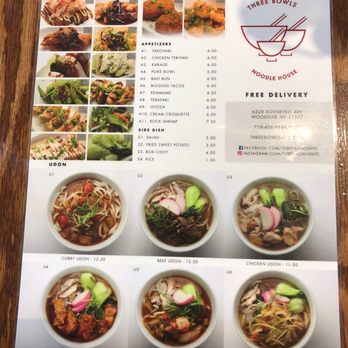 Three Bowls Ramen - Menu 1 Udon - Noodles Near Me - Woodside, New York Three Bowls Ramen - Menu 1 Udon - Noodles Near Me - Woodside, New York