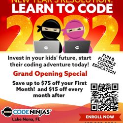 Code Ninjas Lake Nona - Here is our grand opening promo enroll soon to get this deal.