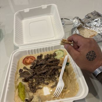 Arpeggio Grill - Beef Shawerma and hummus plate. - Pizza Near Me - Austin, Texas