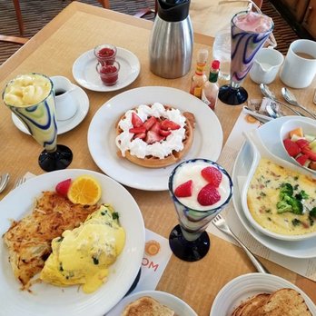 POM Restaurant - Seafood omelette, waffles, granola parfait, quiche, smoothies - meal for two!! - New American Near Me - Indio, California POM Restaurant - Seafood omelette, waffles, granola parfait, quiche, smoothies - meal for two!! - New American Near Me - Indio, California