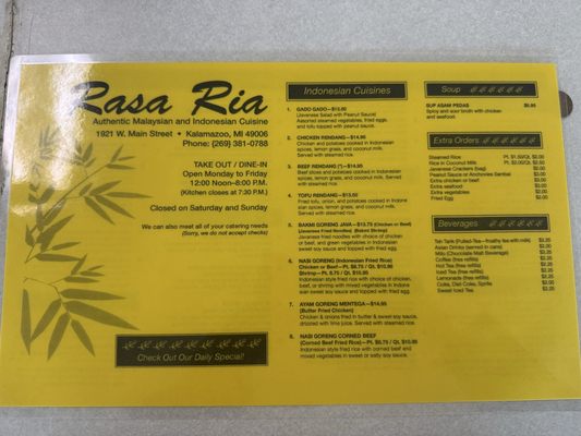 Menu photo 1 Rasa Ria Kalamazoo, MI Menu photo 1 Rasa Ria Kalamazoo, MI