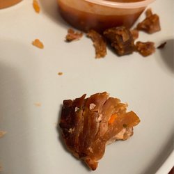 Lucy's Mexican Grill - The biggest chunk of carnitas from the burrito. I could build a canoe out of hardened meat like this and sail the Rio Conchos