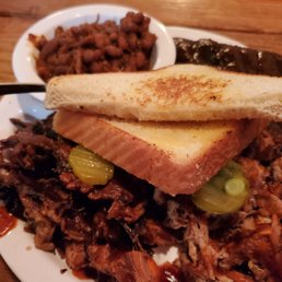Ribs, pork, brisket with beans
